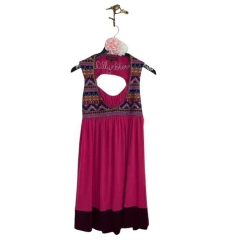 ANTHROPOLOGIE Ranna Gill Beaded Pink Cut-out Back Mini Dress XSMALL